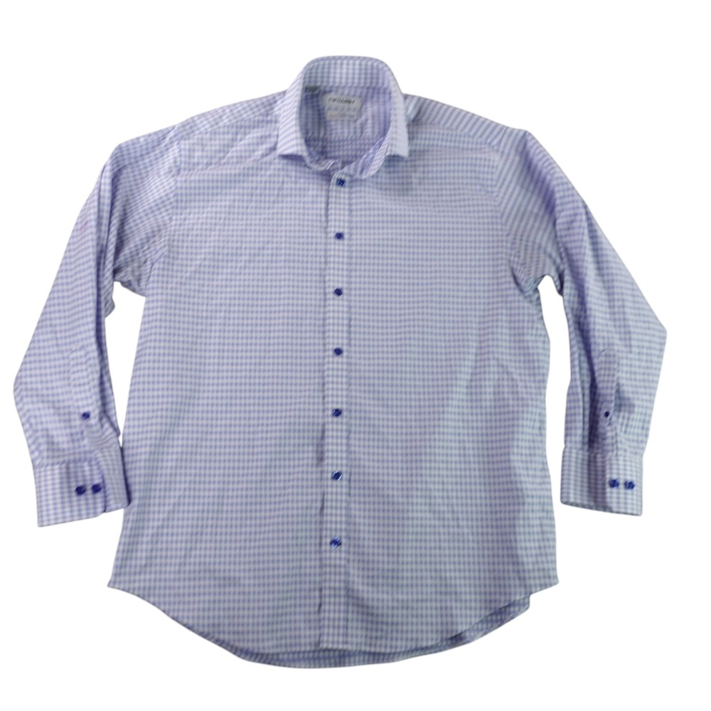 Twillory Button Down Shirt Mens 16.5 32/33 Purple Gingham Traditional Fit Shirt